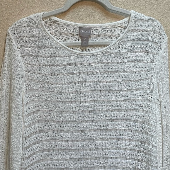 Chico’s Scoop Neck Fringe Hem Sweater - Picture 2 of 8